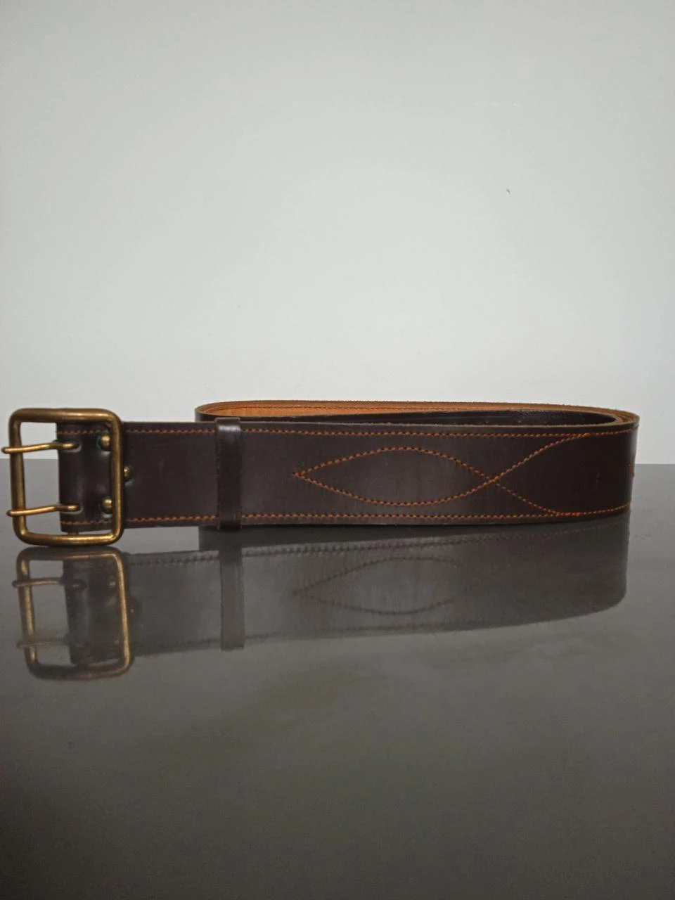 Ceinture vintage cuir URSS 1981, cuir véritable, boucle métal